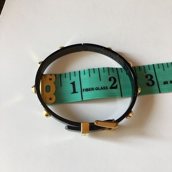 Michael Kors Astor Buckle Bangle Bracelet - black and gold tone - Picture 5 of 11